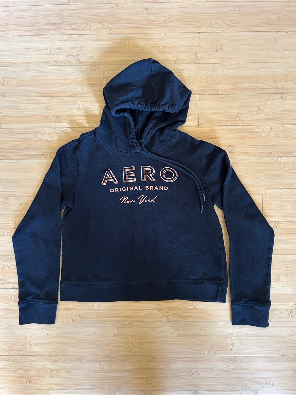 Aeropostale Black Hooded Sweatshirt with Rose Gold Logo